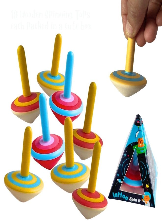 Lattooland Spinning Tops (Set of 3 Pieces) | Colorful Wooden Lattoos Sensory Toys for Kids 3+ | Eco-Friendly, Non-Toxic Colors | Indoor & Outdoor Fun Activity | Spinning Toys for Kids Return Gift - Image 2